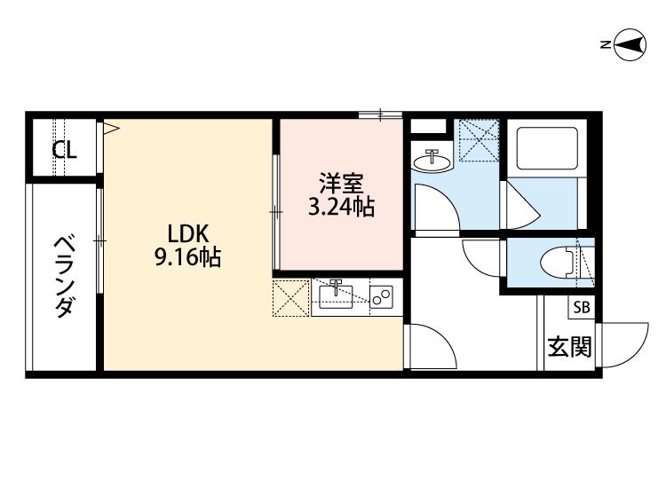 リュクスシティー永和(1LDK/2階)の間取り写真
