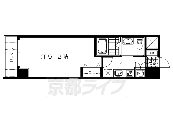 YS FLATS西陣(1K/8階)の間取り写真