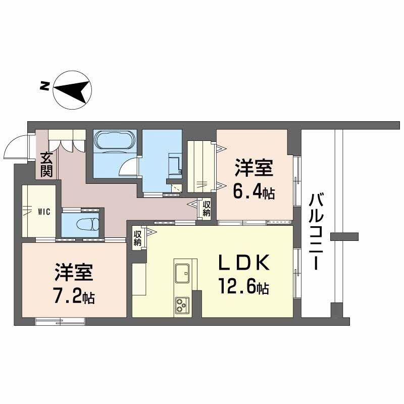 アトリエール北六番丁(2LDK/1階)の間取り写真