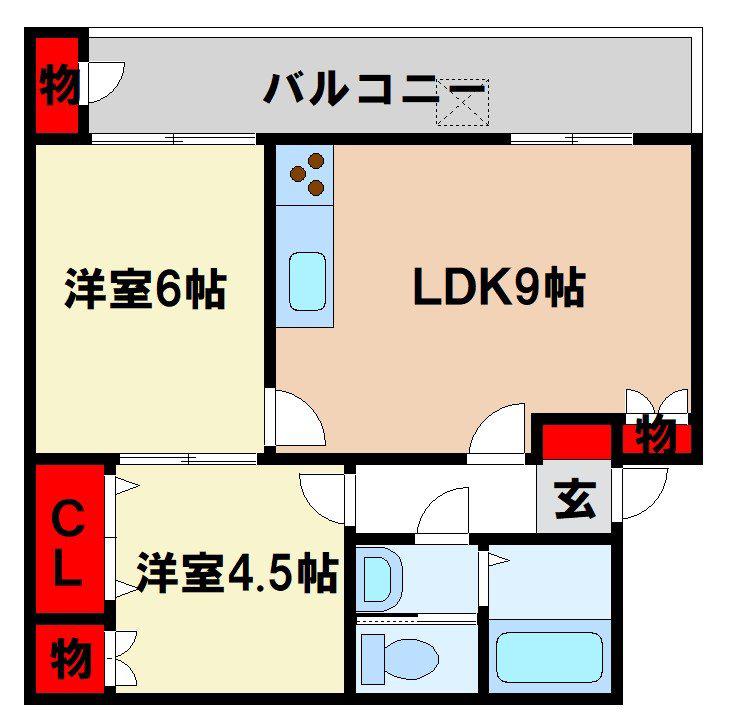 ガーデンハイツ都府楼(2LDK/3階)の間取り写真
