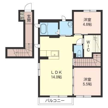 PROSPERE B(2LDK/2階)の間取り写真
