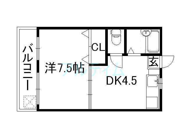 コーポ川久(1DK/2階)の間取り写真