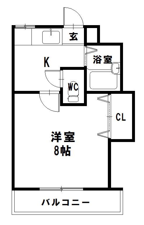 リバティN2(1K/4階)の間取り写真