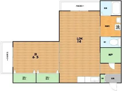 オーシーヒルズショウエイ(1LDK/1階)の間取り写真