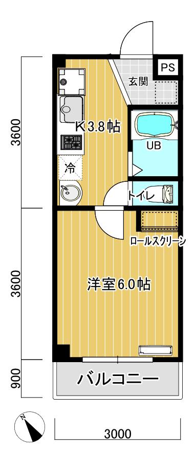 リバーコーポ65(1K/3階)の間取り写真