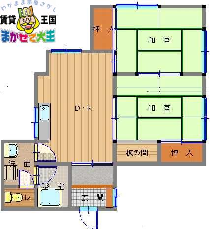 エステートハイツ錦町(2LDK/1階)の間取り写真