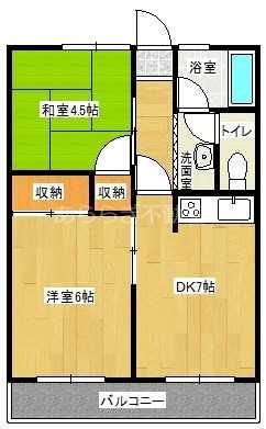 シティハイムワタナベ(2DK/2階)の間取り写真