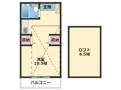 コーポアルカディアⅢ(ワンルーム/2階)の間取り写真