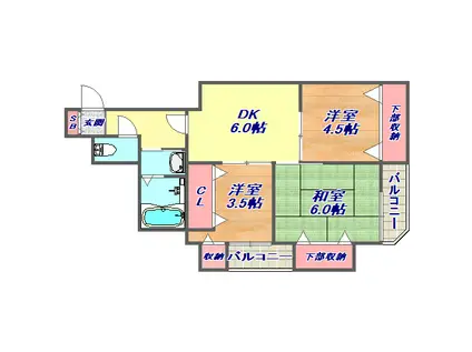 フェイバーハイツ(3DK/5階)の間取り写真