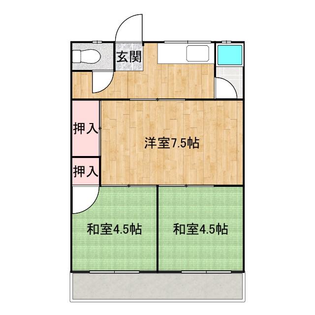 山口アパート(3K/1階)の間取り写真