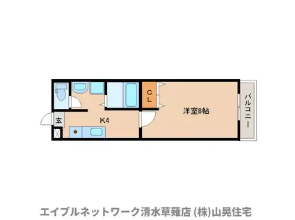 リヴァーストーン馬走北A(1K/1階)の間取り写真