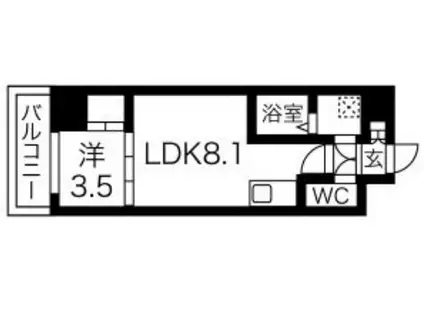 リヴィアスコウベラメール(1LDK/6階)の間取り写真