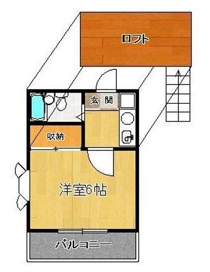 グリーンヒルズ広峰(1K/2階)の間取り写真