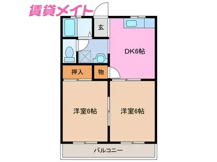 西条ビルディング(2DK/3階)の間取り写真