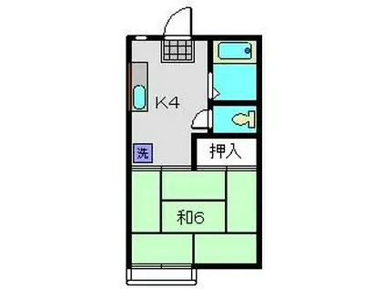 パームコート(1K/2階)の間取り写真