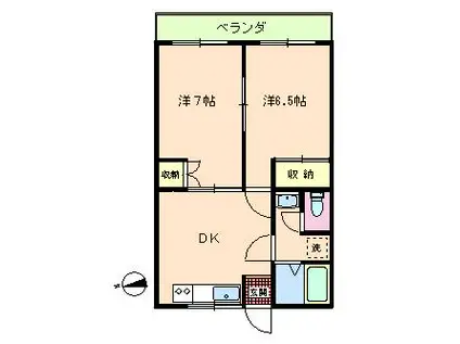 テンカラット・シャイン(2DK/2階)の間取り写真