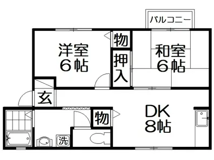 ウインディア彩II(2DK/2階)の間取り写真