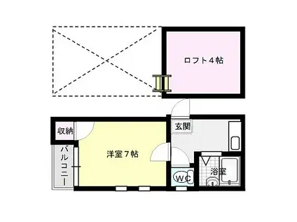 クレセント百道東II(1K/2階)の間取り写真