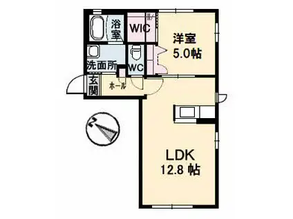 シャーメゾンリヴェール B棟(1LDK/1階)の間取り写真