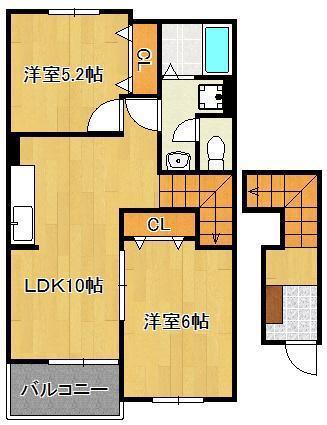 セレーノ広江II(2LDK/2階)の間取り写真