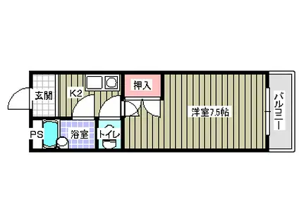 エメローズ穂垣(1K/2階)の間取り写真