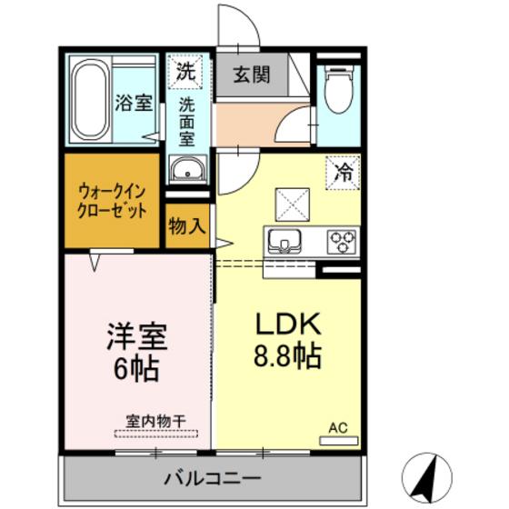 イヴェール(1LDK/1階)の間取り写真