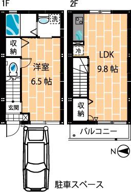 JR南武線 武蔵中原駅 徒歩18分 3階建 築18年(1LDK/1階)の間取り写真