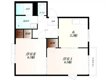 ハイリスB棟 WIFI対応(2DK/2階)の間取り写真