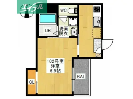 REGALEST 奥田中央I(1K/1階)の間取り写真