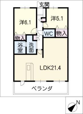 ファヴォール白壁(2LDK/8階)の間取り写真