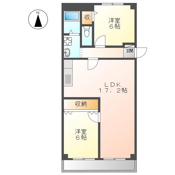 STプラザ御器所(2LDK/5階)の間取り写真
