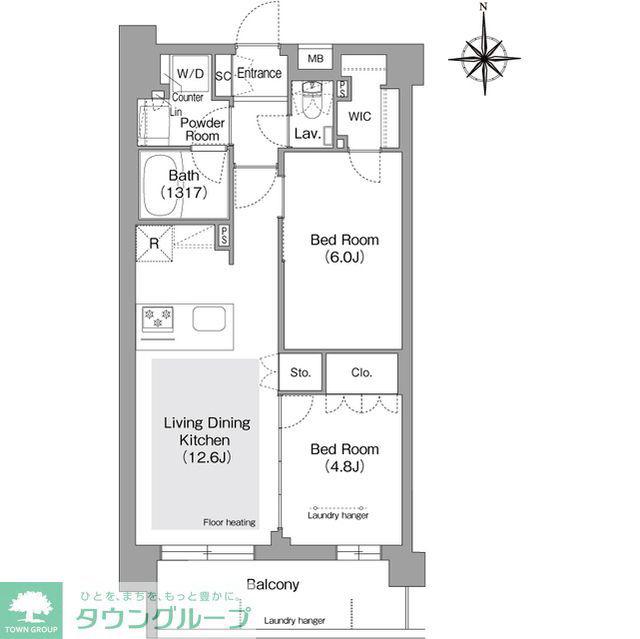 コンフォリア・リヴ文京護国寺(2LDK/B1階)の間取り写真