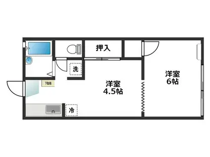 フラットAII(1DK/2階)の間取り写真