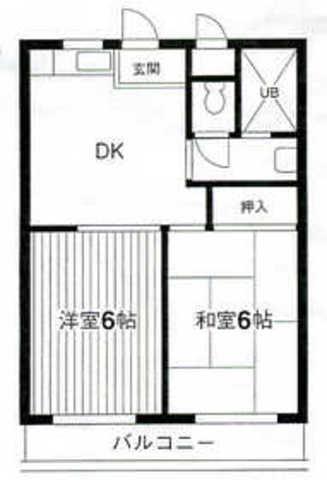 ラベンダーハイツ(2DK/2階)の間取り写真