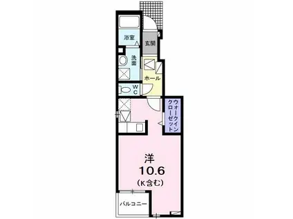 ベルアルモニー(ワンルーム/1階)の間取り写真