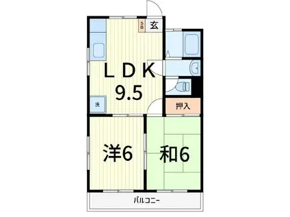 ハイツ田中I(2LDK/3階)の間取り写真