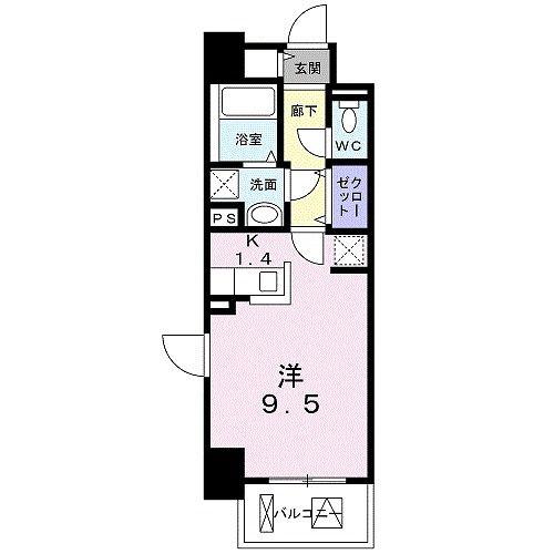 フィオーレ カンパネラ(ワンルーム/8階)の間取り写真