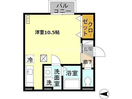 エスポワール(ワンルーム/1階)の間取り写真