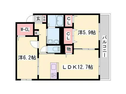 シャーメゾンHARU(2LDK/2階)の間取り写真