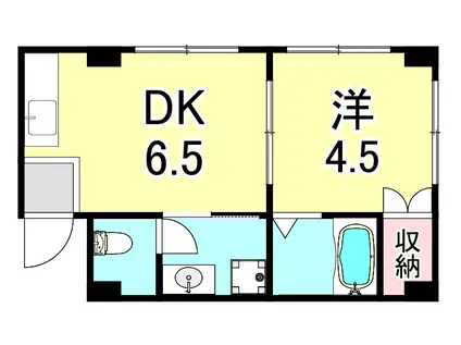 赤浦マンション(1DK/4階)の間取り写真