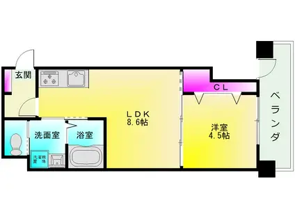 フウキレジデンス山本南(1LDK/5階)の間取り写真