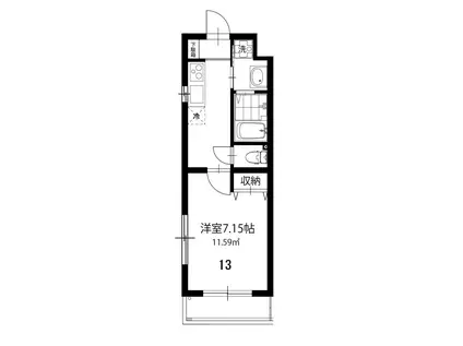 志幸88BIBIAN(1K/4階)の間取り写真