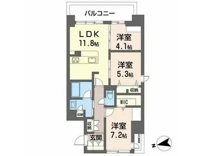 ケイマン(3LDK/8階)の間取り写真