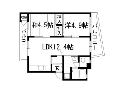 逆瀬川20号棟(2LDK/5階)の間取り写真