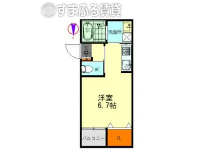 ヴァンベール岡崎(ワンルーム/2階)の間取り写真