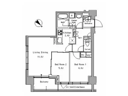 リベルテ月島(2LDK/3階)の間取り写真