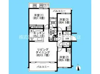 バースシティ大田中央(3LDK/2階)の間取り写真