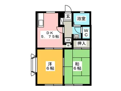 アムエンタスE(2DK/1階)の間取り写真