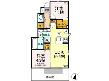 ARIETTA(2LDK/1階)の間取り写真