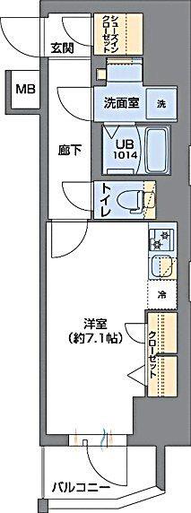 METROSA谷町六丁目サウス(ワンルーム/8階)の間取り写真